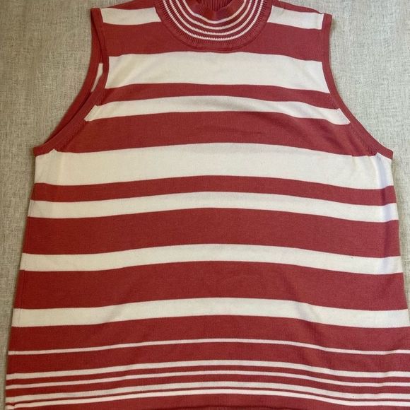 White Stag Tops - Pink striped turtle neck tank top